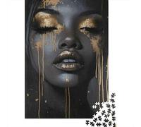 Black Minimalist Vertical Gold Lines 1000 Piece Jigsaw Puzzle for Adults Paper Puzzle Game for Family Relaxation Home Decor 38x26cm/1000pcs