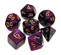 Black Mix Purple Nebula Dice DND Polyhedral Dice Set Age 14+ for Dungeon and Dragons D&D Pathfinder RPG Board Games 7-Die Set with Dice Bag