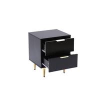 Black MMT Bedside Table, 2 Drawers, White/Black with Gold Legs, 42cm Wide Chest Moderna Black One Size