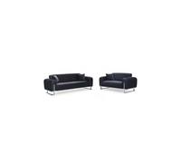(Black ) MN FURNITURE Edinburgh Ribbed Velvet 3+2 Sofa Set Chrome Legs