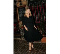 Black Mock Wrap Midaxi Dress Little Mistress Black 14