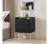 Black Modern 2 Drawer Bedside Table with Legs - Zion