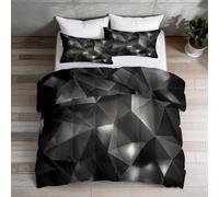 Black Modern Abstract Coverless Duvet Single Down Comforter 3 Piece | 135 x 200 cm Comforter Set Quilt, Geometric Artistic Minimalist Print Soft Breathable Friendly Coverless Duvet for All Season