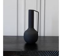 Black Modern Decorative Textured Roman Vases, Metal Powder Coated Finish, Vase With Handle - For Home Decor, Living Room, Bedroom Or Conservatory.