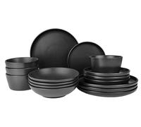 Black Modern Dinnerware Set 16 Piece Dinnerware Set, Black Matte Dish,Service for 4-Microwave & Dishwasher Safe,Chip Resistant- For Everyday Use, Holiday Gift