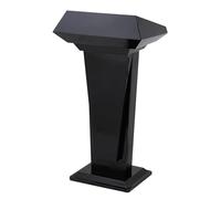 Black Modern Iron Lectern Podium Stand - Luxury Grace Podium with Geometric Art Design, Floor Standing Reception Desk