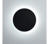 Black Modern LED Wall Sconce Round | Hardwired Indoor Wall Lamp Nordic Minimalist Design with Touch Design | Contemporary Wall Mount Light for Bedroom Hallway Stair (Black+cool White,30cm 15W)