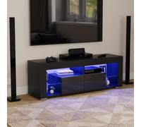 (Black) Modern Luna LED TV Stand 2 Drawer Storage