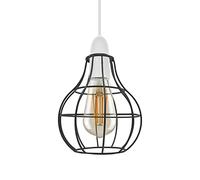 Black Modern Metal Wire Cage Light Shade H 18cm, W16cm Easy Fit Metal Hanging Ceiling Pendant Light Fixtures Chandelier Light Fitting Lamp Cage for Hallway Dining Room Living Room (Black 1)