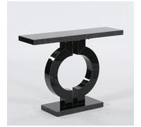 Black Modern Mirrored Console Table 43-Inch Entryway Table With O-Shaped Base