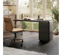 Black Modern Office Desk with Drawers - Banks