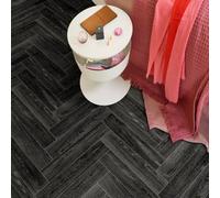 Black Modern Parquet Effect Anti-Slip Vinyl Flooring For Kitchen, Bathroom, 4.0mm Thick Vinyl Sheet-3M(9'9") X 3M(9'9")-9M²