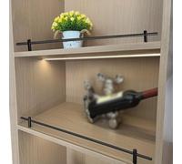 Black Modern Shelf Rail Fence Set - 8 Pack 27in Guard Rails for Closet, Shoe & Bathroom Storage - Adjustable 14-42 Inch Safety Barrier to Prevent Items from Falling.