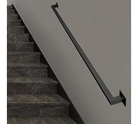 Black Modern Stair il Kit - Square Pipe Staircase Railing System with Wall Mount Support Safety Grab Bar for Loft Villa & Corridor Decor (8ft/240cm)