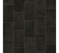 Black Modern Tile Effect Anti-Slip Vinyl Flooring for Home, Shops, Offices, & Hospitals, 2.0mm Thick Cushion Backed Vinyl Sheet, 5 Years Warranty-1m(3'3") X 3m(9'9")-3m²