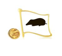 Black Mole Animal Portrayal Golden Metal Flag Lapel Pin Badge