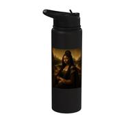 Black Mona Lisa Afro Black Diva Juneteenth African American Stainless Steel Insulated Water Bottle