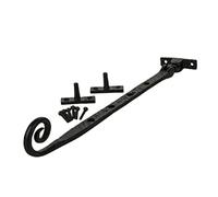 Black Monkey Tail Window Stay 277mm Curly Casement Arm with Screws
