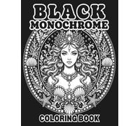 Black Monochrome Coloring Book: Ocean-Themed Mandalas: 50+ Black Background Mandala Designs Featuring Dolphins, Seashells, Waves & Sea Life - Stress Relief & Mindful Coloring for Adults & Teens