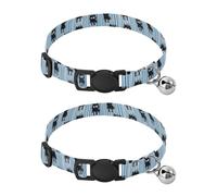 Black Monsters Blue and White Striped Small Dog Collar Quick Release Buckle Dog Collar for Female Dogs 2 Pcs