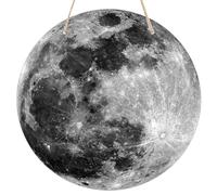 Black Moon Round Wooden Hanging Sign for Home Office Wall Art Decor Door Hanger Gift 8×8 Inches