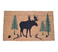 Black Moose Coir Door Mat, Rustic Cabin Décor, Coir Outdoor Welcome Mat, 29.5 Inches