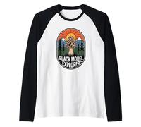 Black Morel Explorer Mushroom Forager Hiking Raglan Baseball Tee