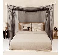 Black Mosquito Net for Single to King-Sized Beds - No Openings & 6 Hanging Loops - Decorative Rectangular Shape for Home & Travel - Bed Canopy Hanging Kit & Carrying Bag Included