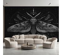 Black Moth Photo Wallpaper, Feathers Insect Moth Wallpaper Mural, 450x315cm Wall Paper for Bedroom Living Room, Non-Woven Wall Mural Room Decor EL&D61