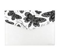 Black Moths Plastic Folders, Folders A4, A4 Folder with Plastic Sleeves, Revision Clear Wallets, File with Sleeves Snap Button, Waterproof Document Pouch for School Office Home Travel