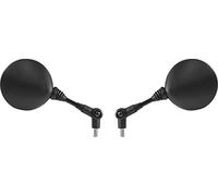 Black motorcycle mirrors, 10mm, round compatible with/replacement for Early KTM models. Folding Type.