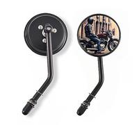 Black Motorcycle Mirrors for Harley ，3" Round Motorcycle Rear View Side Mirrors for Street Electra Glide Road Glide Dyna Softai Sportster 883 1200 Cruiser Blade BISHERDER