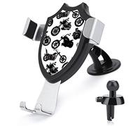 Black Motorcycle Silhouette Set from Different Perspectives on White Universal Car Phone Mount, Windshield Vent Phone Mount, Durable Handsfree Stand Strong Suction Cell Phone Holder for Men Women