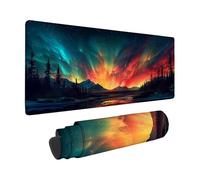 Black Mouse Mat 1200x600x3mm, Mouse Pad Aurora Pattern with Stitched Edge Design, Waterproof Mousepad Large 48x24x0.12inch with Non-Slip Rubber Base for Office Desk Accessories, Gifts -zzg2505C9