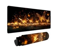 Black Mouse Mat 1500 X 800 X 3 MM, Mouse Pad Butterfly Pattern with Stitched Edge Design, Waterproof Mousepad Large 60x32x0.12inch with Non-Slip Rubber Base for Office Desk Accessories -zzg25051J