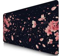 Black Mouse Mat 520x250x3mm XXL Gaming Mouse Pad CherryBlossoms Desk Mat, Table Mats with Non-Slip, Soft Smooth Surface, Stitched Edges Desk Pad, Waterproof Fabric, Durable, PC, Laptop, Gifts F0-1199