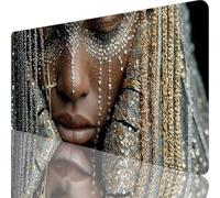 Black Mouse Mat 600x300x3 mm Large Gaming Mouse Pad African Woman Desk Mat with Stitched Edges, Mousepad Non Slip Rubber Base, Waterproof Soft Desk Pad, Pc Accessories for Office Decor, Gifts l-7721