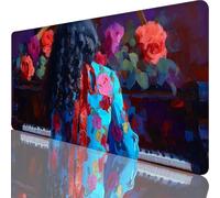 Black Mouse Mat 700 x 400 x 4 mm Large Gaming Mouse Pad Piano Desk Mat with Stitched Edges, Mousepad Non Slip Rubber Base, Waterproof Soft Desk Pad, Pc Accessories for Home Office Decor, Gifts l-4798