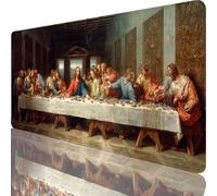 Black Mouse Mat 900 x 400 x 4 mm Large Gaming Mouse Pad The Last Supper Desk Mat with Stitched Edges, Mousepad Non Slip Rubber Base, Waterproof Soft Desk Pad, Pc Accessories for Office Decor l-6712