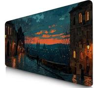 Black Mouse Mat 900x400x3mm XXL Gaming Mouse Pad Village Desk Mat, Table Mats with Non-Slip, Soft Smooth Surface, Stitched Edges Desk Pad, Waterproof Fabric, Durable, Office Accessories, Gifts F0-689