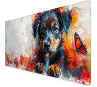 Black Mouse Mat Dog Gaming Mouse Pad XXL 90 x 40cm Desk Mat Large with Non-Slip Base and Stitched Edge Keyboard Pad for Gaming/Home/Office Work/Accessories Gifts, Improved Precision and Speed f8416i