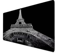 Black Mouse Mat Eiffel Tower Gaming Mouse Pad Large XXL Desk Mat with Non-Slip Base and Stitched Edge Keyboard Pad for Gaming/Home/Office Work/Accessories, Gifts for Women Men (60 x 30cm) 4585-1tb
