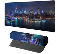 Black Mouse Mat Gaming, City Mouse Pad 1000x500x3mm, Extended XXL Desk Mat Large with Stitched Edges, Improved Precision and Speed Non-Slip Rubber Base Mousepad for Office Accessories, Gifts V-4103