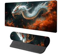 Black Mouse Mat Gaming, Dragon Mouse Pad 1200x600x3mm, Extended XXL Desk Mat Large with Stitched Edges, Improved Precision and Speed Non-Slip Rubber Base Mousepad for Office Accessories, Gifts 4-9671