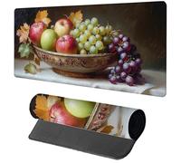 Black Mouse Mat Gaming, Fruit Mouse Pad 1000x500x3mm, Extended XXL Desk Mat Large with Stitched Edges, Improved Precision and Speed Non-Slip Rubber Base Mousepad for Office Accessories, Gifts A-6889