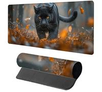 Black Mouse Mat Gaming, Leopard Mouse Pad 1200x600x3mm, Extended XXL Desk Mat Large with Stitched Edges, Improved Precision and Speed Non-Slip Rubber Base Mousepad for Office Accessories, Gifts R-6889