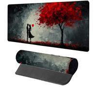 Black Mouse Mat Gaming, Love Mouse Pad 800x300x3mm, Extended XXL Desk Mat Large with Stitched Edges, Improved Precision and Speed Non-Slip Rubber Base Mousepad for Office Accessories, Gifts D-4122