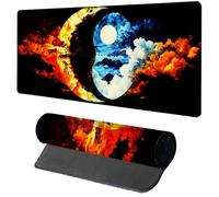 Black Mouse Mat Gaming, Tai Chi Mouse Pad 1000x500x3mm, Extended XXL Desk Mat Large with Stitched Edges, Improved Precision and Speed Non-Slip Rubber Base Mousepad for Office Accessories, Gifts J-6641