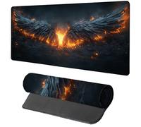 Black Mouse Mat Gaming, Wing Mouse Pad 1600x800x3mm, Extended XXL Desk Mat Large with Stitched Edges, Improved Precision and Speed Non-Slip Rubber Base Mousepad for Office Accessories, Gifts J-6899