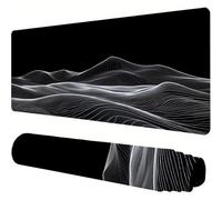 Black Mouse Mat Geography Desk Mat 600x300x3mm Mouse Pad Large, Waterproof Mousepad with Stitched Edges and Non-Slip Rubber Base Mousemat, Desk Accessories for Men, Work From Home Essentials J1-607